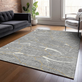Piper Looms Chantille Lines ACN1048 Gray Machine Washable Area Rug Lifestyle Image Feature