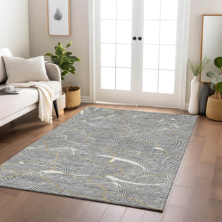 Piper Looms Chantille Lines ACN1048 Gray Machine Washable Area Rug Lifestyle Image Feature