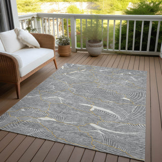 Piper Looms Chantille Lines ACN1048 Gray Machine Washable Area Rug Outdoor Lifestyle Image Feature