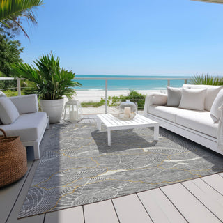 Piper Looms Chantille Lines ACN1048 Gray Machine Washable Area Rug Outdoor Lifestyle Image Feature