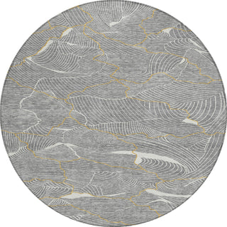 Piper Looms Chantille Lines ACN1048 Gray Machine Washable Area Rug Round Main Image