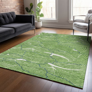 Piper Looms Chantille Lines ACN1048 Green Machine Washable Area Rug Lifestyle Image Feature