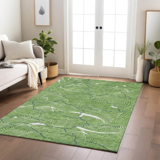 Piper Looms Chantille Lines ACN1048 Green Machine Washable Area Rug Lifestyle Image Feature