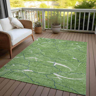 Piper Looms Chantille Lines ACN1048 Green Machine Washable Area Rug Outdoor Lifestyle Image Feature
