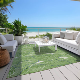Piper Looms Chantille Lines ACN1048 Green Machine Washable Area Rug Outdoor Lifestyle Image Feature