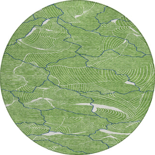 Piper Looms Chantille Lines ACN1048 Green Machine Washable Area Rug Round Main Image