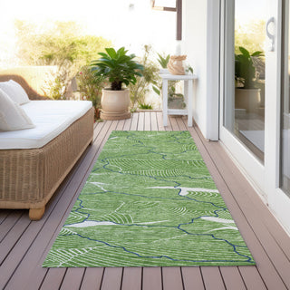 Piper Looms Chantille Lines ACN1048 Green Machine Washable Area Rug Runner Outdoor Lifestyle Image Feature