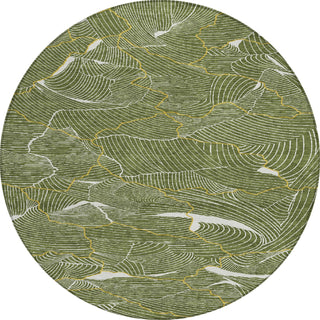 Piper Looms Chantille Lines ACN1048 Olive Machine Washable Area Rug Round Main Image
