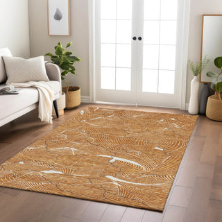 Piper Looms Chantille Lines ACN1048 Paprika Machine Washable Area Rug Lifestyle Image Feature