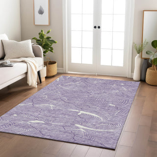 Piper Looms Chantille Lines ACN1048 Purple Machine Washable Area Rug Lifestyle Image Feature
