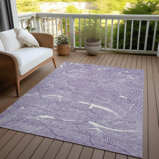 Piper Looms Chantille Lines ACN1048 Purple Machine Washable Area Rug Outdoor Lifestyle Image Feature