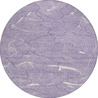 Piper Looms Chantille Lines ACN1048 Purple Machine Washable Area Rug Round Main Image