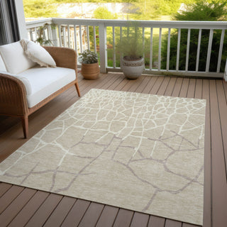 Piper Looms Chantille Squares ACN1049 Beige Machine Washable Area Rug Outdoor Lifestyle Image Feature