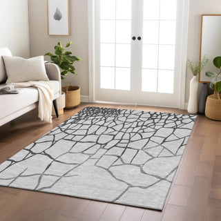 Piper Looms Chantille Squares ACN1049 Gray Machine Washable Area Rug Lifestyle Image Feature
