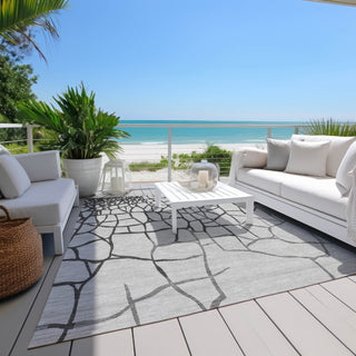 Piper Looms Chantille Squares ACN1049 Gray Machine Washable Area Rug Outdoor Lifestyle Image Feature