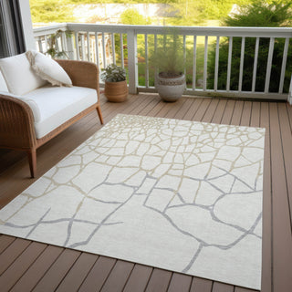 Piper Looms Chantille Squares ACN1049 Ivory Machine Washable Area Rug Outdoor Lifestyle Image Feature