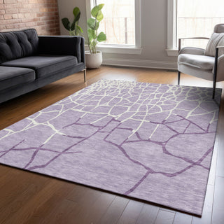 Piper Looms Chantille Squares ACN1049 Lavender Machine Washable Area Rug Lifestyle Image Feature