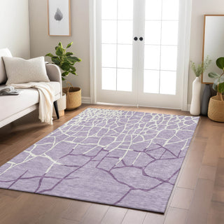 Piper Looms Chantille Squares ACN1049 Lavender Machine Washable Area Rug Lifestyle Image Feature