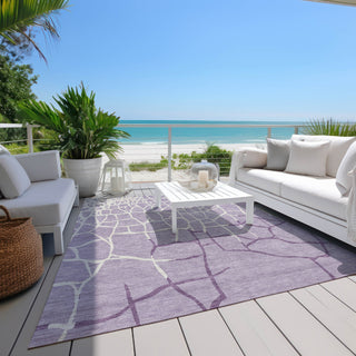 Piper Looms Chantille Squares ACN1049 Lavender Machine Washable Area Rug Outdoor Lifestyle Image Feature