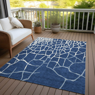 Piper Looms Chantille Squares ACN1049 Navy Machine Washable Area Rug Outdoor Lifestyle Image Feature