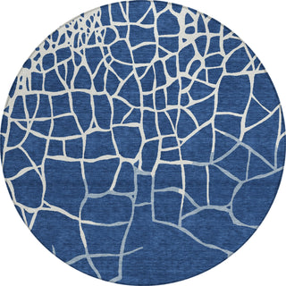 Piper Looms Chantille Squares ACN1049 Navy Machine Washable Area Rug Round Main Image