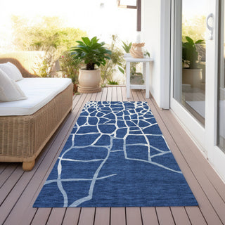 Piper Looms Chantille Squares ACN1049 Navy Machine Washable Area Rug Runner Outdoor Lifestyle Image Feature