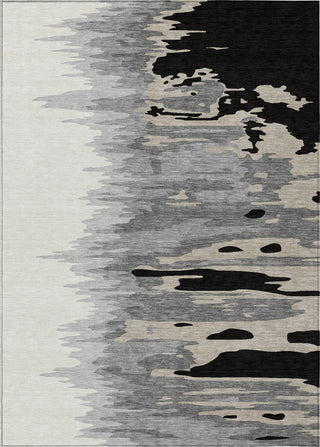 Piper Looms Chantille Abstract ACN1050 Black Machine Washable Area Rug main image