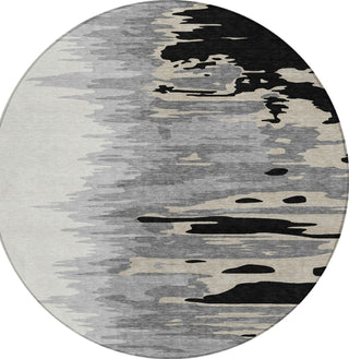 Piper Looms Chantille Abstract ACN1050 Black Machine Washable Area Rug Round Main Image