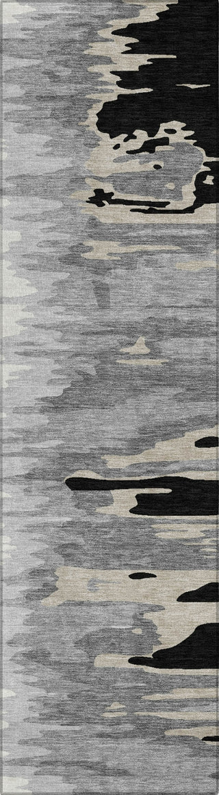 Piper Looms Chantille Abstract ACN1050 Black Machine Washable Area Rug Runner Main Image