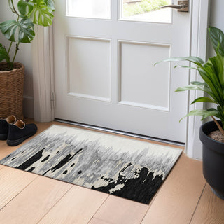 Piper Looms Chantille Abstract ACN1050 Black Machine Washable Area Rug Scatter Lifestyle Image Feature