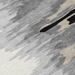 Piper Looms Chantille Abstract ACN1050 Black Machine Washable Area Rug Swatch Image