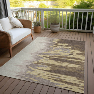 Piper Looms Chantille Abstract ACN1050 Coffee Machine Washable Area Rug Outdoor Lifestyle Image Feature