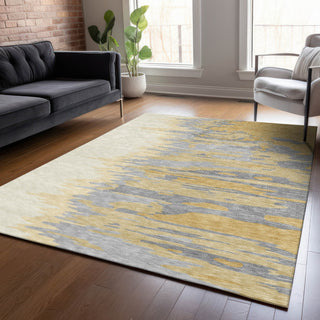 Piper Looms Chantille Abstract ACN1050 Gold Machine Washable Area Rug Lifestyle Image Feature