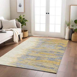 Piper Looms Chantille Abstract ACN1050 Gold Machine Washable Area Rug Lifestyle Image Feature