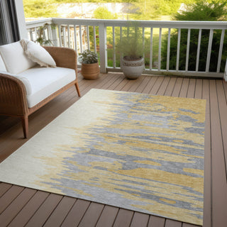Piper Looms Chantille Abstract ACN1050 Gold Machine Washable Area Rug Outdoor Lifestyle Image Feature