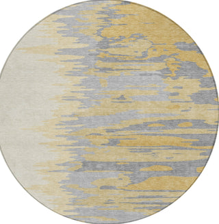 Piper Looms Chantille Abstract ACN1050 Gold Machine Washable Area Rug Round Main Image