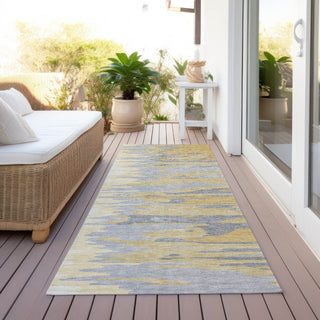 Piper Looms Chantille Abstract ACN1050 Gold Machine Washable Area Rug Runner Outdoor Lifestyle Image Feature