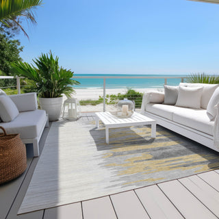 Piper Looms Chantille Abstract ACN1050 Gray Machine Washable Area Rug Outdoor Lifestyle Image Feature