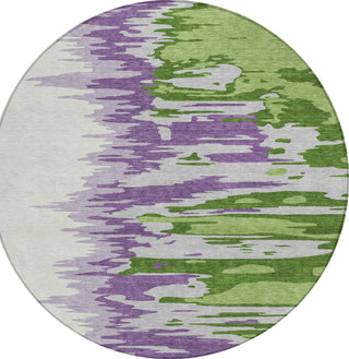 Piper Looms Chantille Abstract ACN1050 Green Machine Washable Area Rug Round Main Image