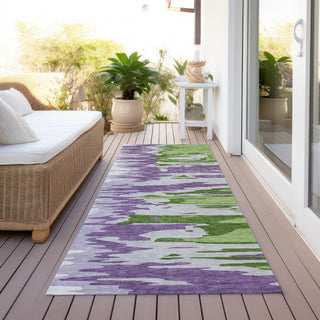 Piper Looms Chantille Abstract ACN1050 Green Machine Washable Area Rug Runner Outdoor Lifestyle Image Feature