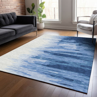 Piper Looms Chantille Abstract ACN1050 Navy Machine Washable Area Rug Lifestyle Image Feature