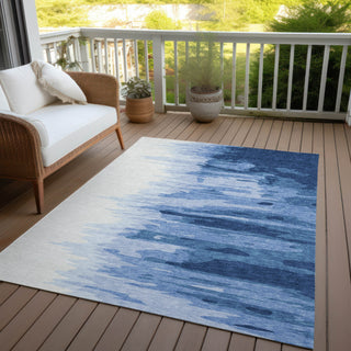 Piper Looms Chantille Abstract ACN1050 Navy Machine Washable Area Rug Outdoor Lifestyle Image Feature