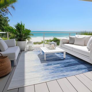 Piper Looms Chantille Abstract ACN1050 Navy Machine Washable Area Rug Outdoor Lifestyle Image Feature