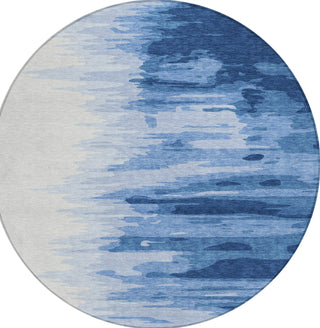 Piper Looms Chantille Abstract ACN1050 Navy Machine Washable Area Rug Round Main Image