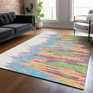 Piper Looms Chantille Abstract ACN1050 Peach Machine Washable Area Rug Lifestyle Image Feature