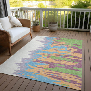 Piper Looms Chantille Abstract ACN1050 Peach Machine Washable Area Rug Outdoor Lifestyle Image Feature