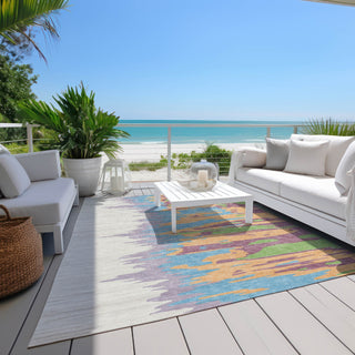 Piper Looms Chantille Abstract ACN1050 Peach Machine Washable Area Rug Outdoor Lifestyle Image Feature