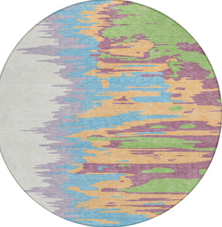Piper Looms Chantille Abstract ACN1050 Peach Machine Washable Area Rug Round Main Image