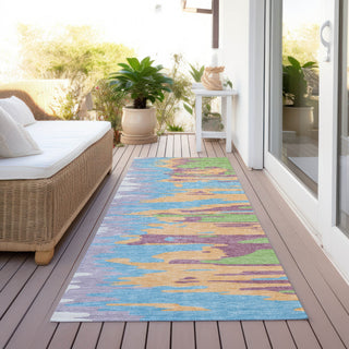 Piper Looms Chantille Abstract ACN1050 Peach Machine Washable Area Rug Runner Outdoor Lifestyle Image Feature