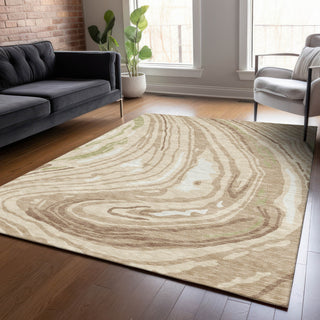Piper Looms Chantille Swirls ACN1051 Beige Machine Washable Area Rug Lifestyle Image Feature